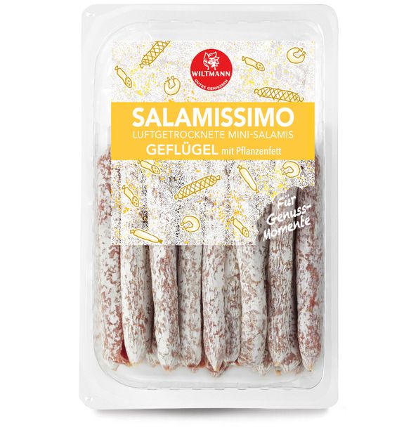 Salamissimo Luftgetrocknete Mini-Salamis Geflügel mit Pflanzenfett